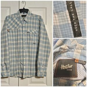 Howler Brothers H Bar B Tech Longsleeve - Blue/White Plaid - Men's Medium